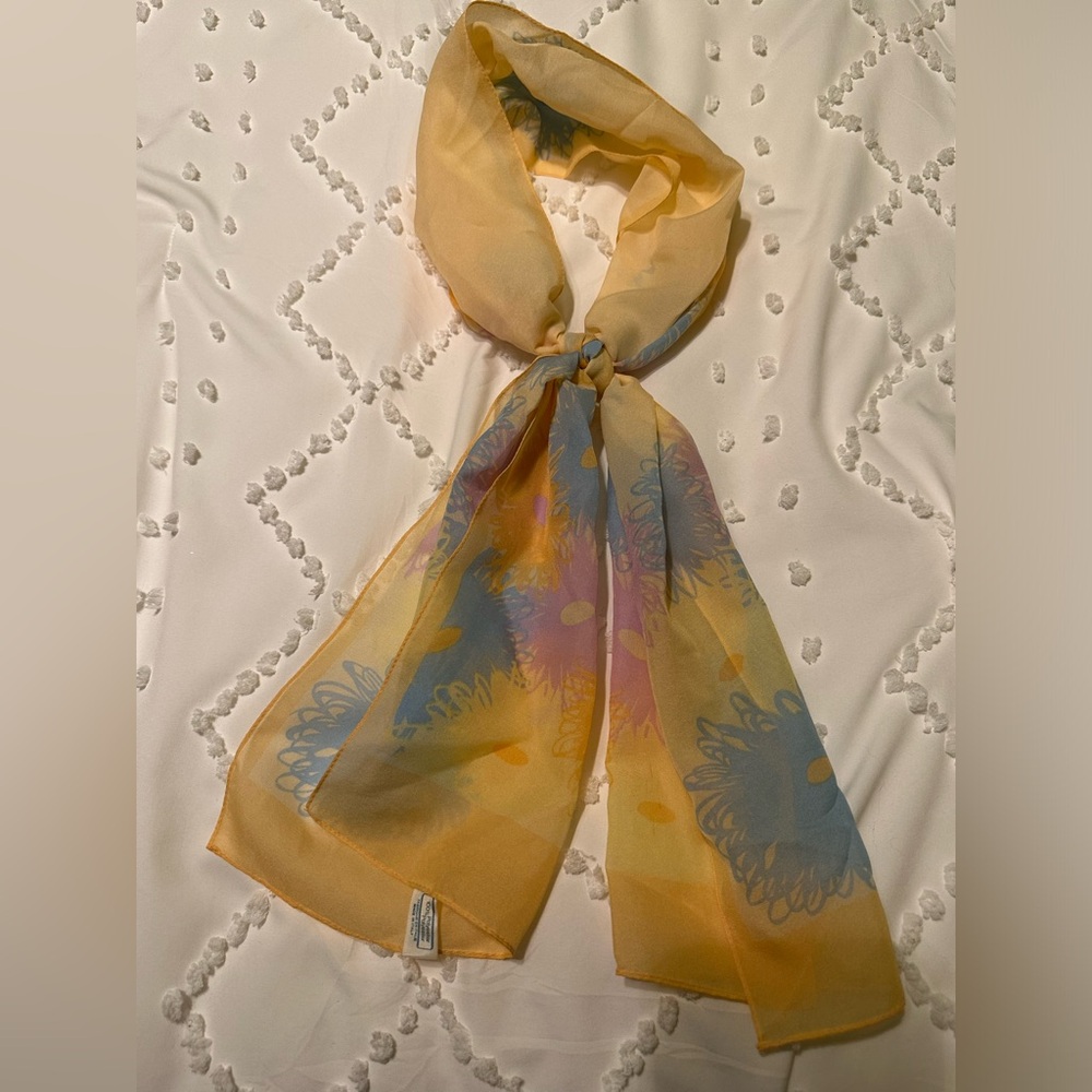 Vintage Multicolored Pastel Floral Scarf